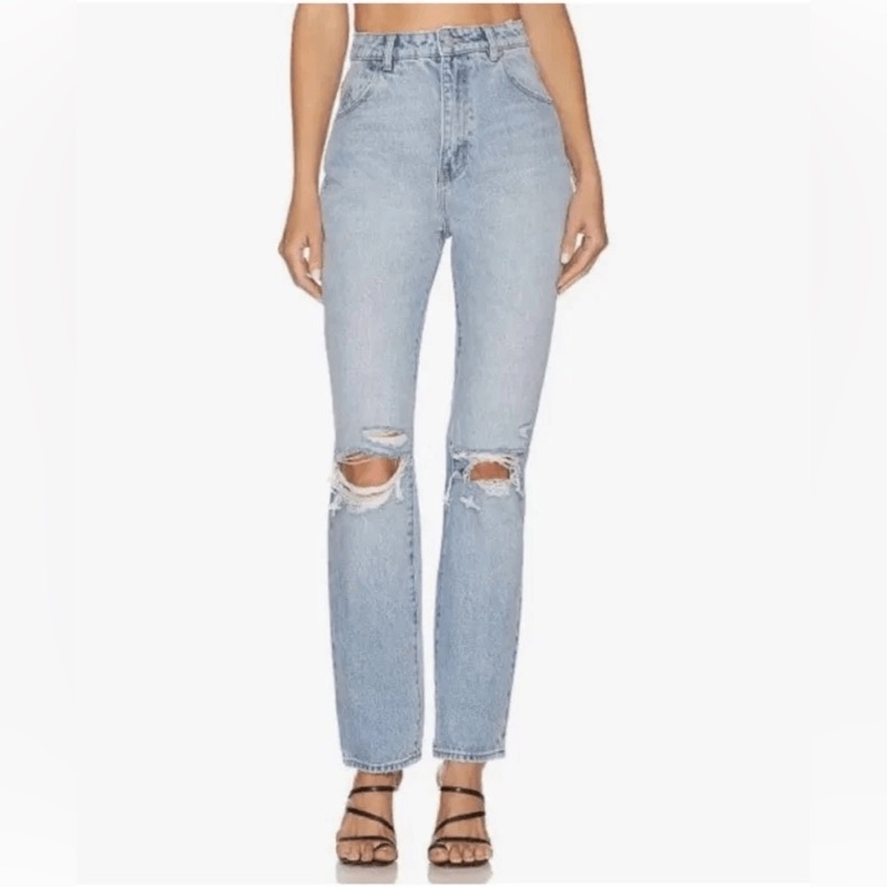 NEW ROLLA’S Elle Super High Rise Relaxed Light Blue Denim Distressed Jeans 27